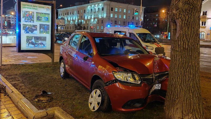 Renault врезался в дерево